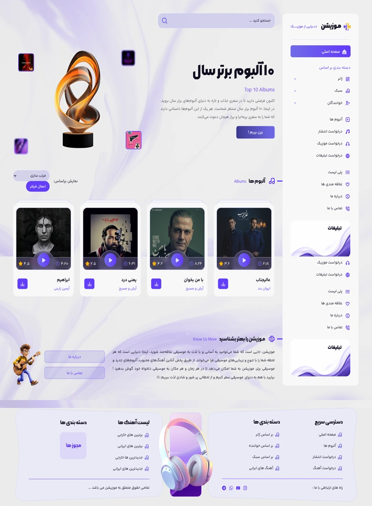مشاهده صفحه آرشیو دسته بندی آلبوم ها